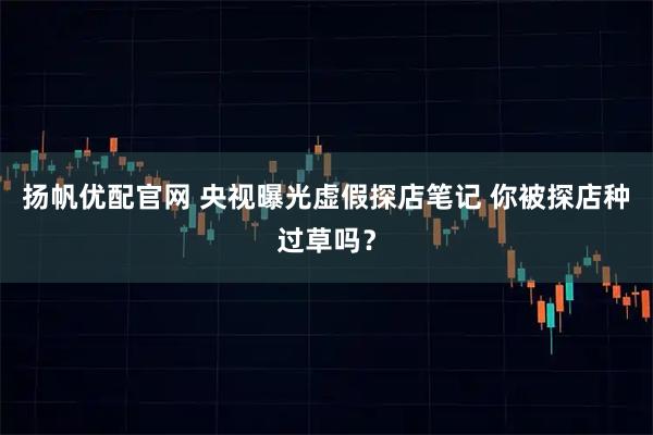 扬帆优配官网 央视曝光虚假探店笔记 你被探店种过草吗？
